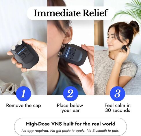 VeRelief Prime | Drug-Free Calm & Focus Device | Stress Relief & Relaxation Support | 5 Modes, Pocket-Sized, No App, Hydrogel Tips, USB-C Rechargeable, HSA/FSA Eligible in Kuwait