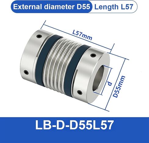 Shaft Coupling LB D55L72 Bellows Flexible Motor Coupler Aluminium High Elasticity Universal Joint 3D Printer Cardan | LB-B-D55L72-17X17 in Saudi Arabia