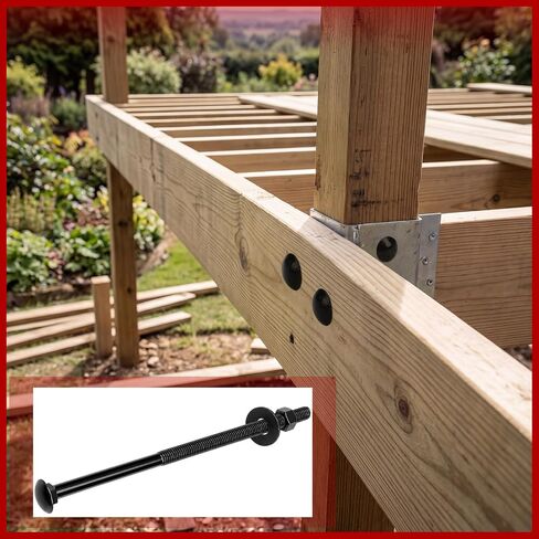 Therwen 30 Pack 1/2" x 10" Black Ceramic Anti-Corrosion Coated Carriage Bolt Kit, Grade 307A, 6" Thread Length, Exterior Wood Construction, Includes 30 Bolts, USS Flat Washers and Hex Nuts in Kuwait