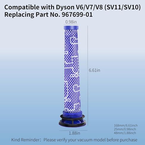 Front/Pre Filter 4-Pack Compatible with Dyson V7/V8 (SV11/SV10), Replacement for Part 965661-01, Washable Pre-Motor Filter Value Set, Compatible Accessory in Saudi Arabia