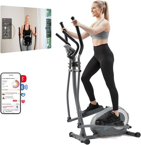 جهاز تمرين بيضاوي الشكل من JLL مع تطبيق SunnyFit، مدرب بيضاوي مغناطيسي جالس ومستقيم للمنزل، تمارين القلب منخفضة التأثير لكبار السن والبالغين in Kuwait