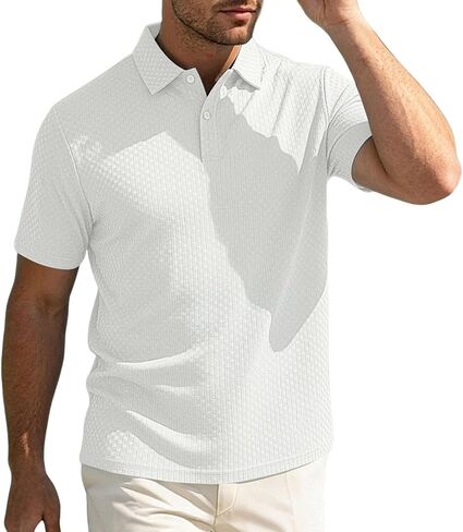 Mens Polo Shirts Short Sleeve Golf Shirts Casual Collared Button Up Summer Lightweight Performance Athletic Tops in Kuwait