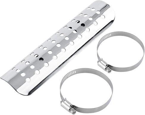 Motorcycle Heat Shield, Metal Exhaust Heat for Universal, Exhaust Pipe Heat Shield Baffle Cover with 2 Stainless Steel Clamps (Black) in Saudi Arabia