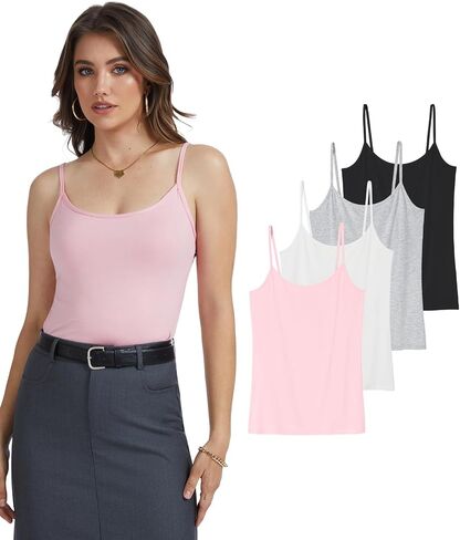 4 PCS Basic Camisoles Tops for Womens Undershirts Adjustable Spaghetti Strap Tanks in Kuwait