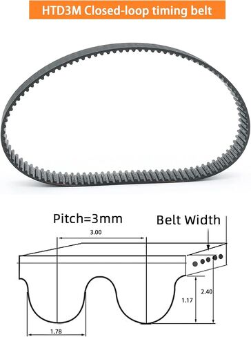 339-HTD3M-10 Timing Belt, 339mm Length, 3mm Pitch, 10mm Width, Synchronous Belt, HTD3M Endless Rubber Geared-Belt, Accessory Replacement Belt, 5pcs in Kuwait