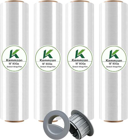 18" x 1500 Ft Heavy Duty Stretch Shrink Wrap with Handle, 80 Gauge, 4 Pack | 80Ga High-Stretch Shrink Wrap, Ergonomic Handle, Puncture-Proof. Heavy Duty Guard for Moving, Furniture, Pallets & Cargo in Saudi Arabia