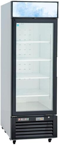 ثلاجة Frigos Premium FGP-RFM-12 بباب زجاجي واحد مقاس 11.8 قدم مكعب باللون الأبيض - ثلاجة عرض تجارية مثالية للمطبخ التجاري - متضمنة باب خلفي in Kuwait