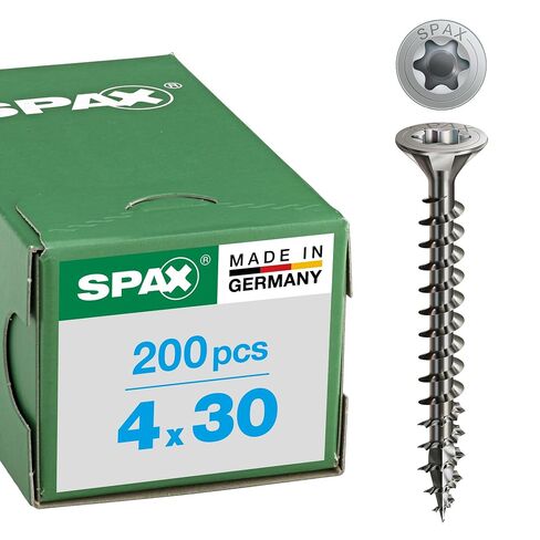 Spax 4CUT 1197000350163 Universal Screw, Countersunk T-Star Plus Fully Threaded, Stainless Steel Rust-Free A2, 1.4567, 1197000400503 in Kuwait