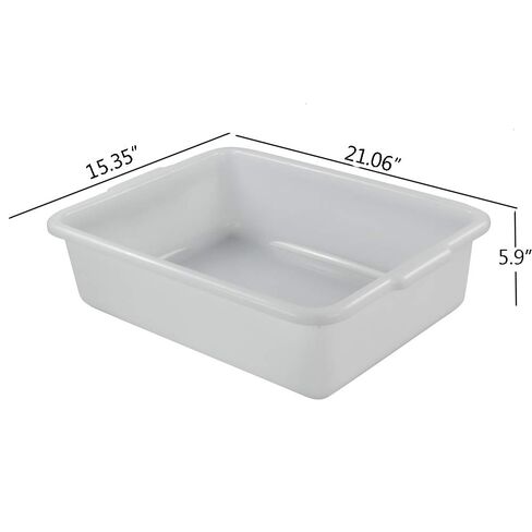 Kekow 4-Pack 22 L أحواض الحافلات التجارية / صندوق الحافلات، صندوق حمل بلاستيكي كبير أبيض | بلاستيك تجاري، خالٍ من مادة BPA، زوايا مستديرة ناعمة، سطح سهل التنظيف بالمسح، حوض متعدد الأغراض in Kuwait