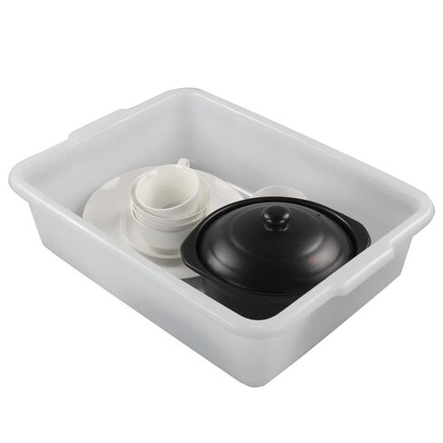 Kekow 4-Pack 22 L أحواض الحافلات التجارية / صندوق الحافلات، صندوق حمل بلاستيكي كبير أبيض | بلاستيك تجاري، خالٍ من مادة BPA، زوايا مستديرة ناعمة، سطح سهل التنظيف بالمسح، حوض متعدد الأغراض in Kuwait