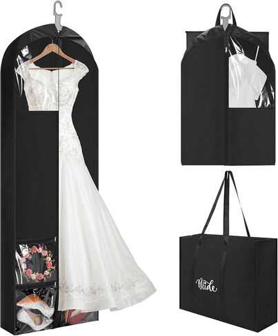 70" Oxford Foldable Wedding Dress Garment Bag Bride Tote Bag 4 Pockets Bride Gowns Bag for Prom Evening Dress in Saudi Arabia