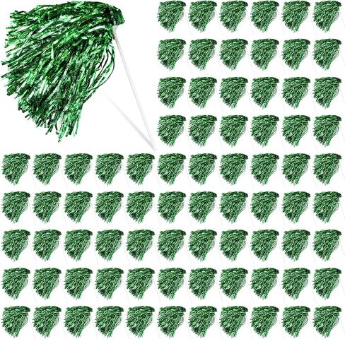 Suncalla 80 Pcs Cheerleading Pom Poms Bulk Metallic Foil Spirit Shakers Cheer Pom Poms with Handles for Rooters Cheering Football Basketball Sports Dance Team Squads Fan Celebration in Kuwait