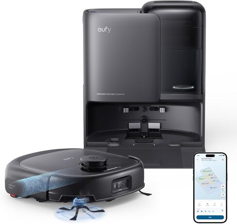 eufy Robot Vacuum E25, HydroJet System with Roller Mop, 20,000 Pa Turbo Suction, All-in-One Robot Vacuum and Mop Combo, Edge-to-Corner Cleaning, Zero-Tangle Design, AI Obstacle Avoidance (Upgraded) in Kuwait