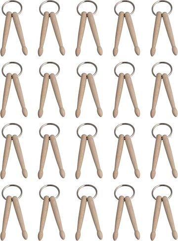 Yibuy 20 Pcs Mini Drum Sticks Keychain Wood Drumsticks Percussion Key Ring Wood Color in Kuwait