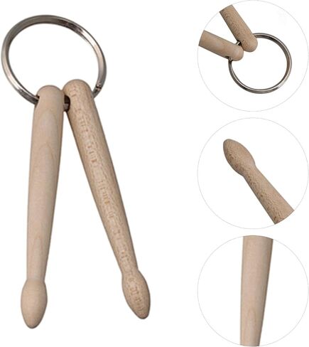 Yibuy 20 Pcs Mini Drum Sticks Keychain Wood Drumsticks Percussion Key Ring Wood Color in Kuwait