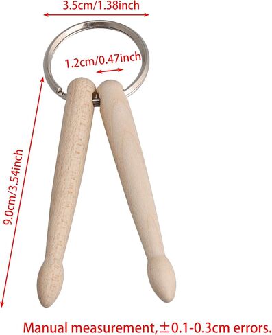 Yibuy 20 Pcs Mini Drum Sticks Keychain Wood Drumsticks Percussion Key Ring Wood Color in Kuwait