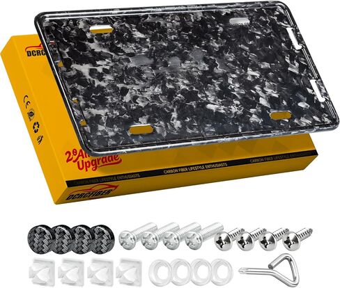 100% Carbon Fiber License Plate Frame,New Full Carbon Fiber snap-on 4 Hole License Plate Frame,unobstructed View,with Screw Caps, Anti-Vibration Pads in Saudi Arabia