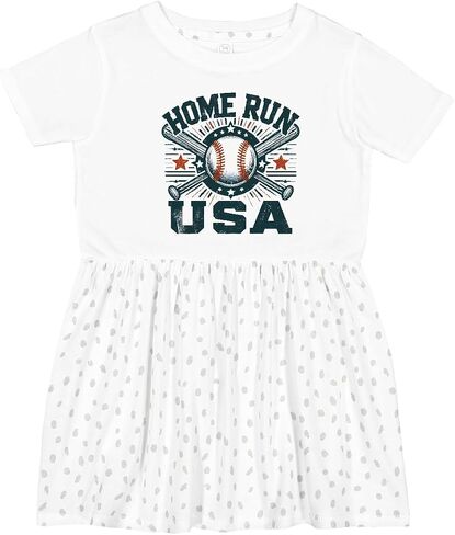 inktastic Home Run USA Baseball Toddler Dress in Kuwait