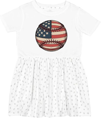 inktastic Patriotic Baseball Toddler Dress in Kuwait