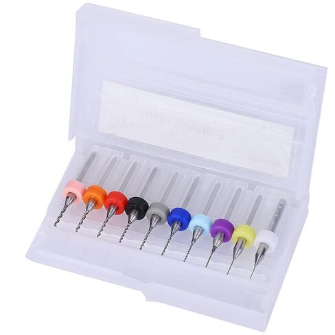 0.3-1.2mm Carbide Micro Drill Bits Set, 10Pcs Tungsten Steel PCB Twist Drill with Plastic Box for Circuit Board CNC Tools in Kuwait