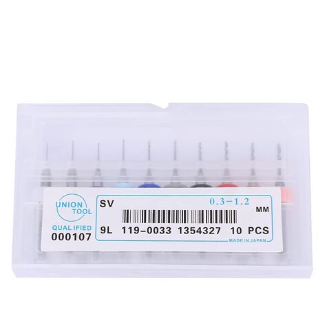 0.3-1.2mm Carbide Micro Drill Bits Set, 10Pcs Tungsten Steel PCB Twist Drill with Plastic Box for Circuit Board CNC Tools in Kuwait