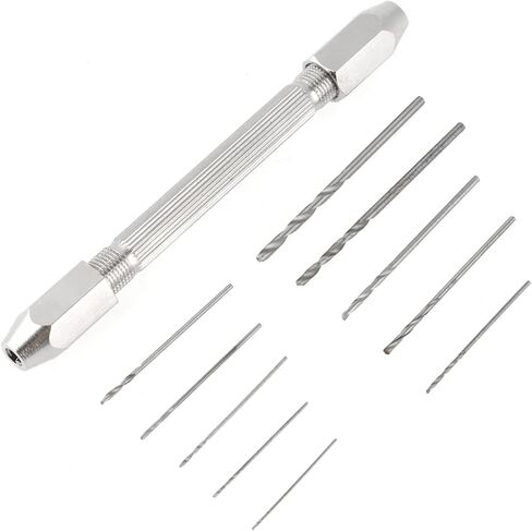 Zerodis Double End Pin Vise Chuck with Brass Material, 10pcs Micro Drill Bits for Jewelry and Watch Making in Kuwait