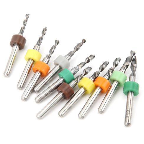 Hyuduo Tungsten Steel Micro Twist Bits 10Pcs 2.1-3.0mm Straight Handle PCB Drill Bits with Positioning Loop for CNC Drilling Machine in Kuwait