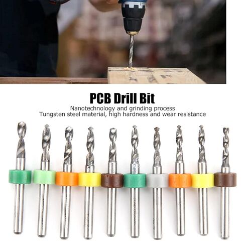 Hyuduo Tungsten Steel Micro Twist Bits 10Pcs 2.1-3.0mm Straight Handle PCB Drill Bits with Positioning Loop for CNC Drilling Machine in Kuwait