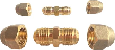 1/4" and 3/8" 1/4"and 1/2' Copper Pipe Extension Joint Connectors, AC Pipe Connectors with HVAC Flare Nuts, .No welding required copper flare fittings (1/4 and 1/2‘’) in Kuwait