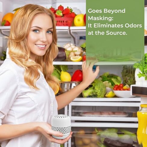 Fridge Deodorizer Lasts 10 Years, Long-Lasting Refrigerator Deodorizer Odor Eliminator, More Effective Than Baking Soda & Charcoal Bags, Air Purifier for Car & Closet (White, 1 Pack) in Kuwait