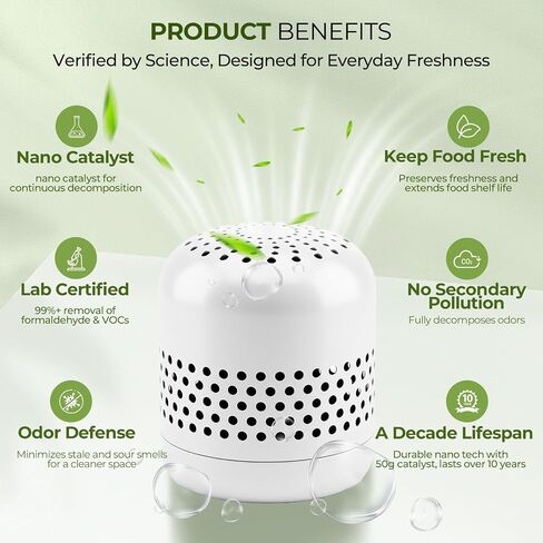 Fridge Deodorizer Lasts 10 Years, Long-Lasting Refrigerator Deodorizer Odor Eliminator, More Effective Than Baking Soda & Charcoal Bags, Air Purifier for Car & Closet (White, 1 Pack) in Kuwait