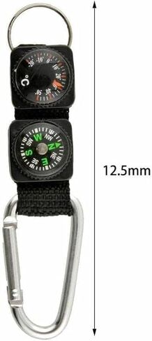 2Pcs Black Carabiner Key Chain Compass Thermometer Metal Camping Outdoor Gadgets Hiking Survival to Multifunctional Mountaineering Sports Outdoor Recreation Accessories in Kuwait
