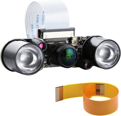 لوحدة كاميرا Raspberry Pi 5MP OV5647 مستشعر رؤية ليلية مع ضوء LED IR 1080P كاميرا ويب فيديو زاوية واسعة للغاية 160 درجة FOV تركيز قابل للتعديل متوافق مع Raspberry Pi 5 / 4B / 3B+ / 3B / Zero in Kuwait