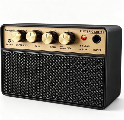 TM-10 10 واط أمبير جيتار كهربائي | نغمات نظيفة وتشويه، مقبس سماعة رأس 3.5 مم، مدخل BT/Aux، التحكم في مستوى الصوت، محمول، قابل لإعادة الشحن للمبتدئين والبالغين in Kuwait