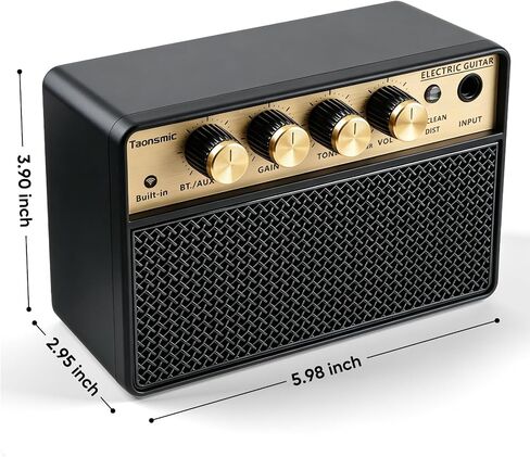 TM-10 10 واط أمبير جيتار كهربائي | نغمات نظيفة وتشويه، مقبس سماعة رأس 3.5 مم، مدخل BT/Aux، التحكم في مستوى الصوت، محمول، قابل لإعادة الشحن للمبتدئين والبالغين in Kuwait