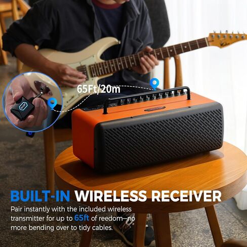 JOYO 40W Desktop Amp for Acoustic/Electric/Bass Guitar & Mic Live Streaming & Studio Recording with 52 Amp Sims & 49 FX, XLR+48V, Looper, Drum Machine, Wireless Receiver & App (JAM Buddy III Orange) in Kuwait