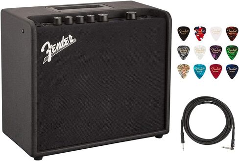 Fender Mustang LT25 Guitar Amplifier Bundle with Fender Classic Celluloid Guitar Picks (12-Pack) and 10ft Pro Series Instrument Cable STR/ANG in Kuwait