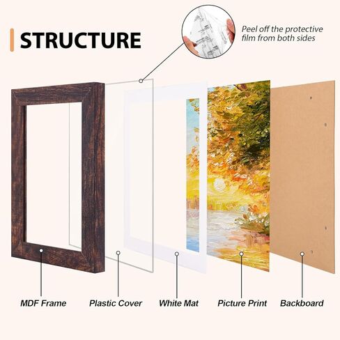 إطار صورة Fixwal مقاس 16x20، صور عرض 11x14 مع حصيرة أو 16x20 بدون حصيرة، إطارات ملصقات بنية لديكور التثبيت على الحائط، عبوتان in Kuwait