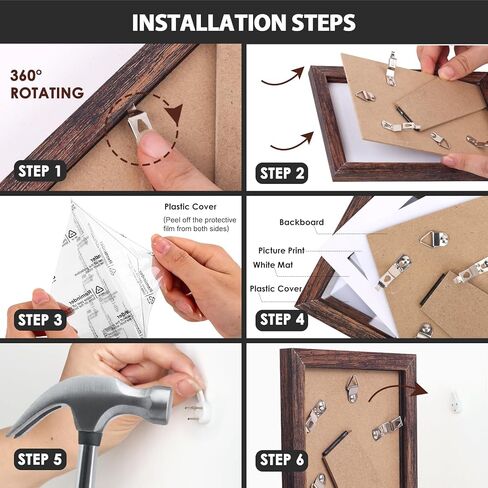 إطار صورة Fixwal مقاس 16x20، صور عرض 11x14 مع حصيرة أو 16x20 بدون حصيرة، إطارات ملصقات بنية لديكور التثبيت على الحائط، عبوتان in Kuwait