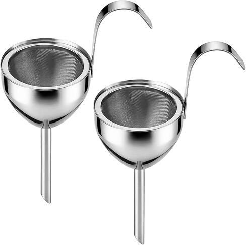 Stainless Steel Funnel, 2 Sets with Strainer, 2.9 in Diameter, Wine Filter Strainer, Detachable Filter, Liquid Separator for Kitchen in Kuwait