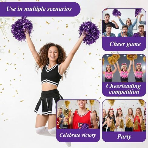 40 Pcs Cheerleading Pom Poms, Metallic Cheer Pom Poms with Handle, Cheer Squad Team Spirited Fun for Party, Sports Dance Cheering Celebration in Saudi Arabia