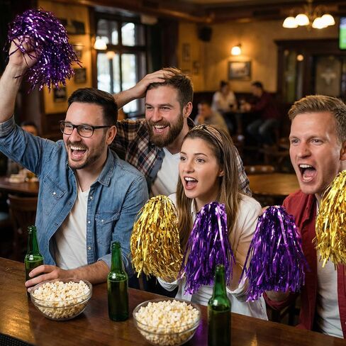 40 Pcs Cheerleading Pom Poms, Metallic Cheer Pom Poms with Handle, Cheer Squad Team Spirited Fun for Party, Sports Dance Cheering Celebration in Saudi Arabia