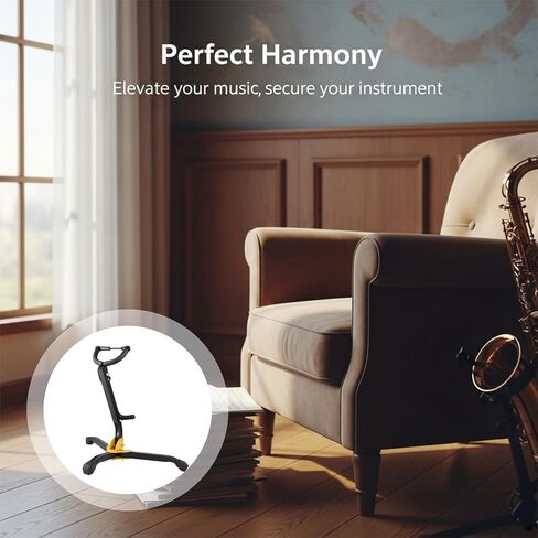 Saxophone Stand, Foldable Alto Tenor Sax Holder with Chain Lock, Portable Metal Tripod Base, Adjustable in Saudi Arabia