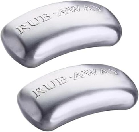 Amco Rub Away Bar، ماص للروائح من الفولاذ المقاوم للصدأ (3.1 بوصة × .7 بوصة) - مطبخ آمن للغسل في غسالة الأطباق وأساسيات خارجية للثوم والبصل وصيد الأسماك وروائح المشي لمسافات طويلة - مزيل طبيعي للرائحة (حجم صغير) in Kuwait