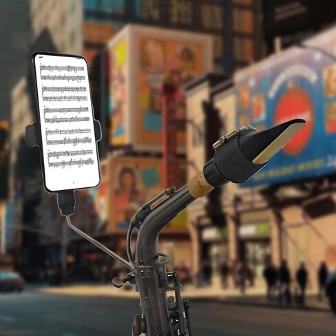 Alto Saxophone Lyre Phone Holder for Sheet Music Clip, Adjustable Stand, 360° Rotating, 180° Vertical Adjustment, Fits Most Phones in Saudi Arabia