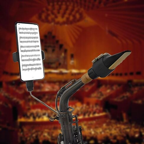 Alto Saxophone Lyre Phone Holder for Sheet Music Clip, Adjustable Stand, 360° Rotating, 180° Vertical Adjustment, Fits Most Phones in Saudi Arabia