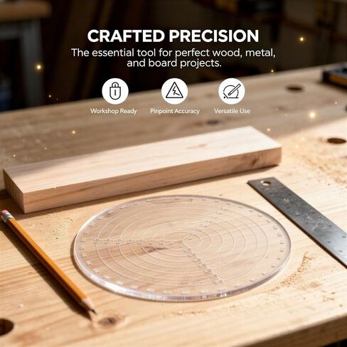 Transparent White Center Finder Working Tool, Lathe Turning Compass Circle Drawing Gauge with 360 Degree Scale, Multi-Layer Concentric Circles, Triple Radius Lines for Shapes, Wood, Metal & Boards in Kuwait