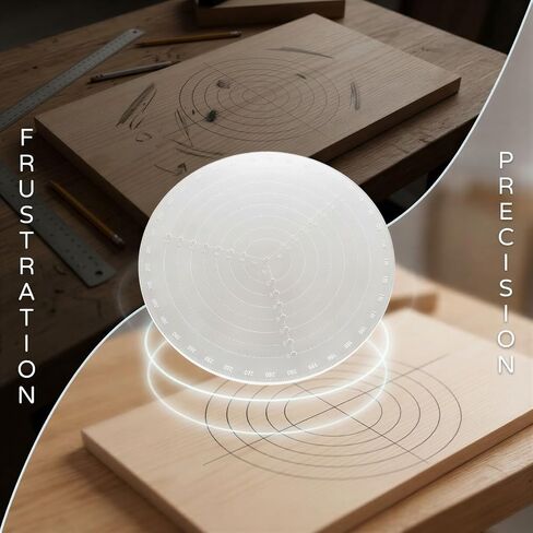 Transparent White Center Finder Working Tool, Lathe Turning Compass Circle Drawing Gauge with 360 Degree Scale, Multi-Layer Concentric Circles, Triple Radius Lines for Shapes, Wood, Metal & Boards in Kuwait