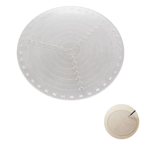 Transparent White Center Finder Working Tool, Lathe Turning Compass Circle Drawing Gauge with 360 Degree Scale, Multi-Layer Concentric Circles, Triple Radius Lines for Shapes, Wood, Metal & Boards in Kuwait