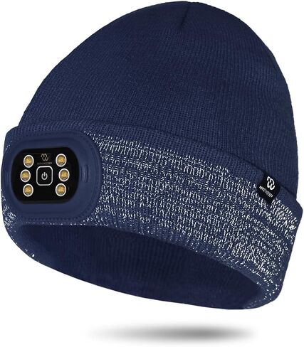 Kids LED Beanie with Light, 3 Modes Headlamp Beanie Hat | Rechargeable Removable USB with Night Strobing for Outdoor, Christmas Stocking Gifts for Kids in Kuwait